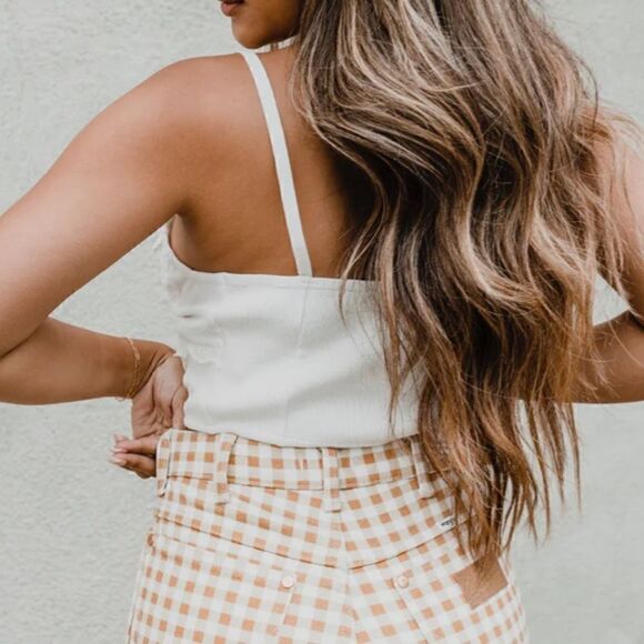 NWT Free People Have My Heart Tank White Cropped Lace Button Front Key Hole - Picture 10 of 12